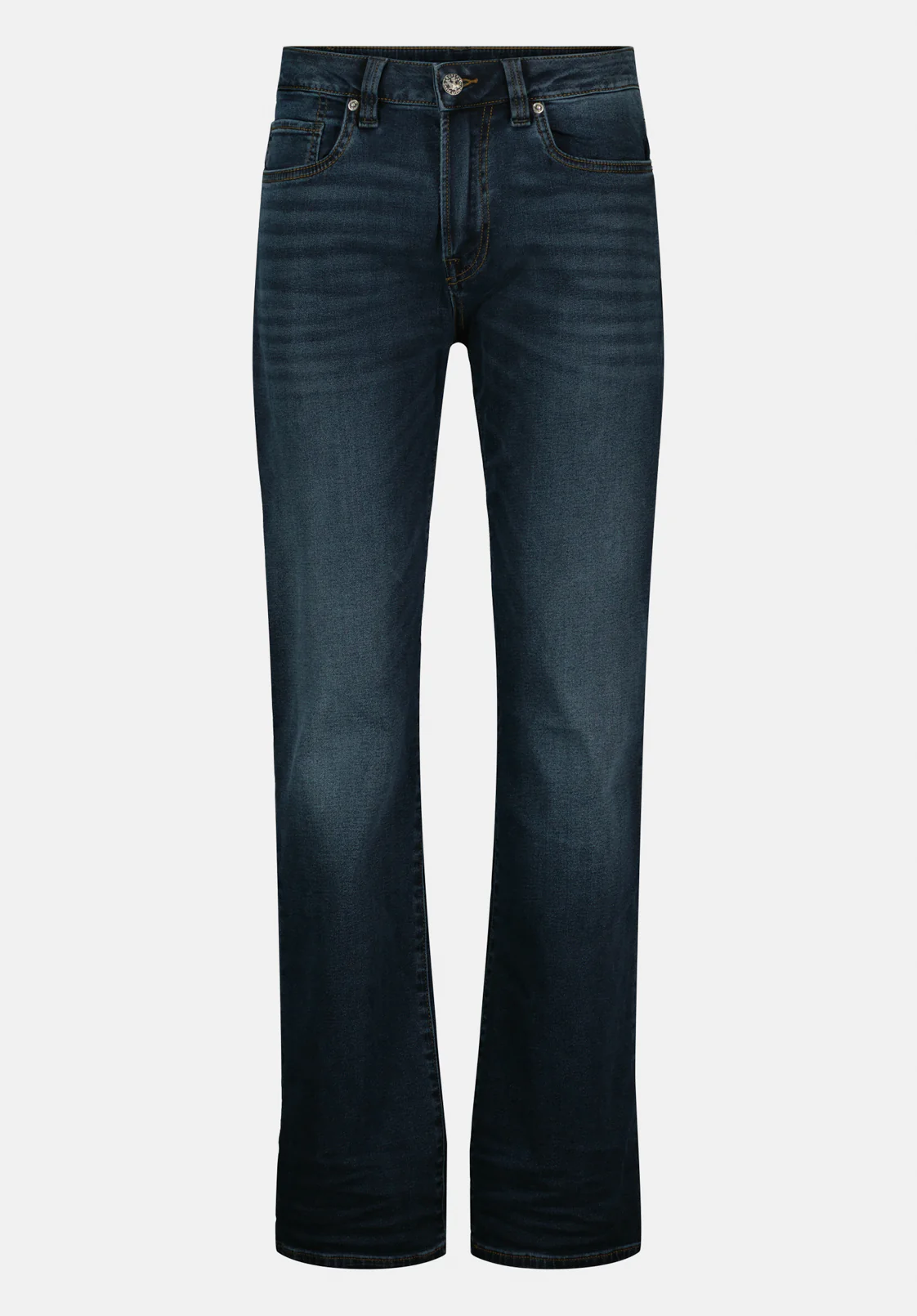 Relaxed Straight Driven Men's Jeans in Crinkled and Sanded Dark Blue - BM22639 - Image 5