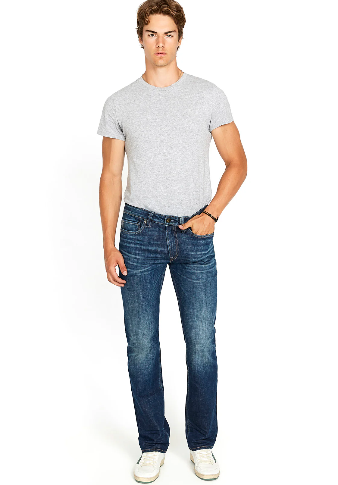 Relaxed Straight Driven Men's Jeans in Dark Blue Sanded- BM22640 - Image 4