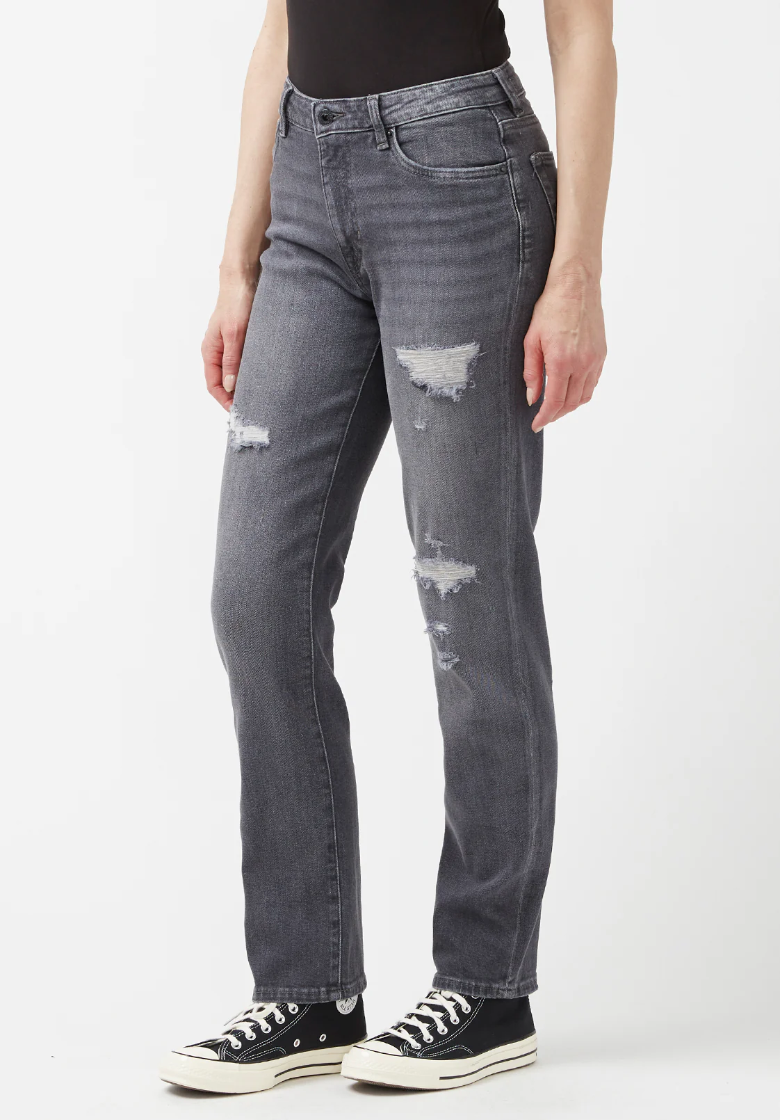 High Rise Straight Jayden Women's Jeans, Grey - BL15845 - Image 3