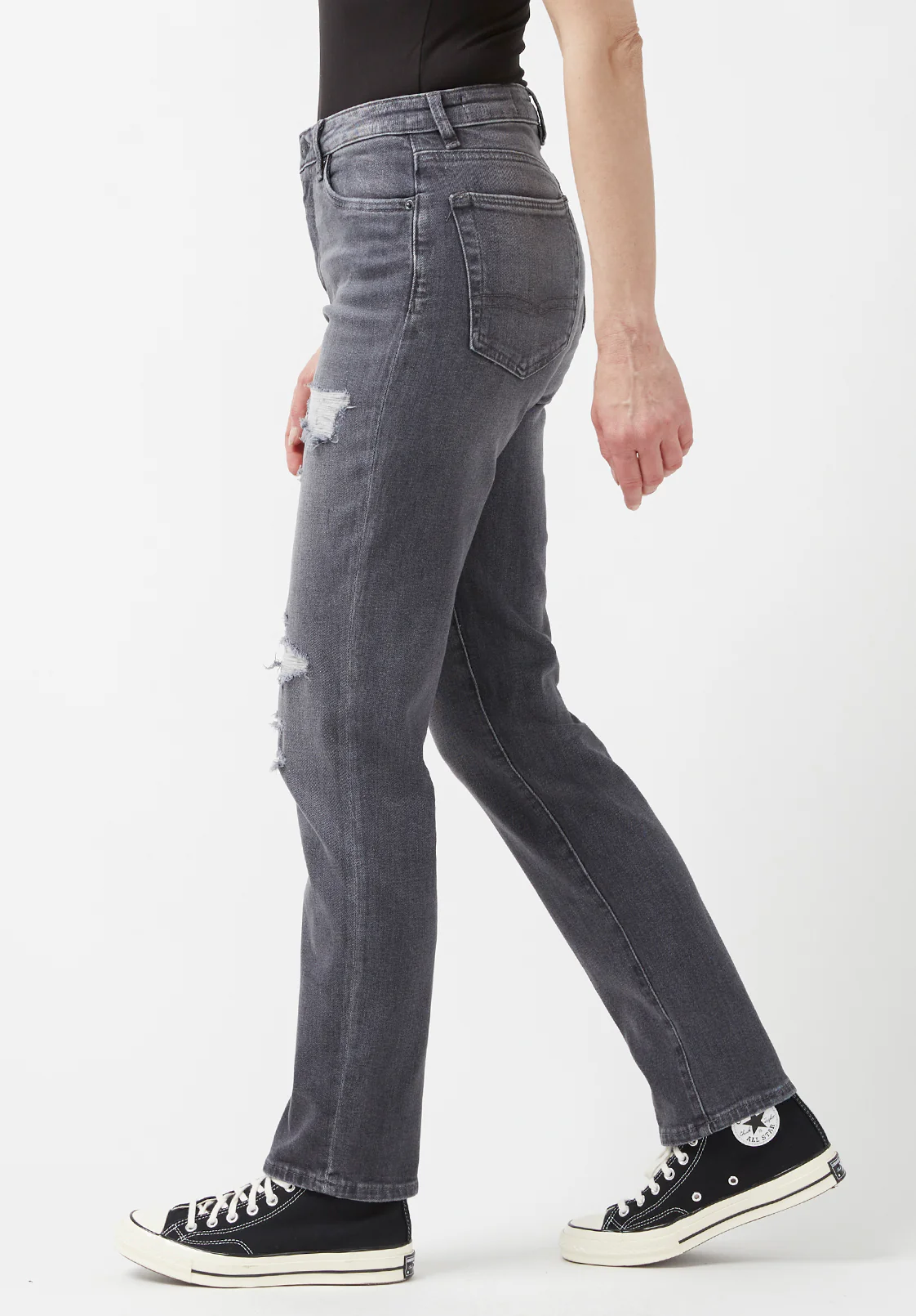 High Rise Straight Jayden Women's Jeans, Grey - BL15845 - Image 4