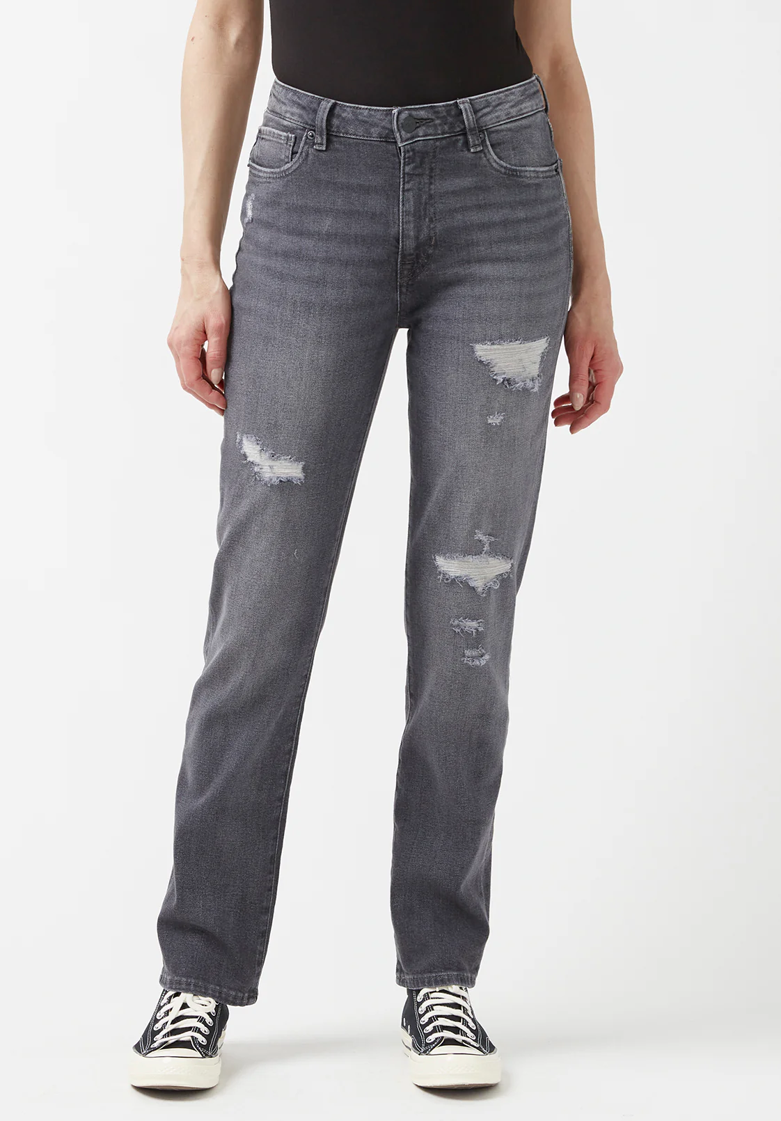 High Rise Straight Jayden Women's Jeans, Grey - BL15845 - Image 6