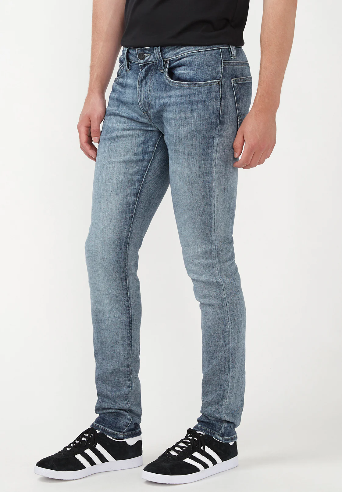 Skinny Max Men's Jeans in Whiskered and Contrasted Light Blue - BM22590 - Image 3