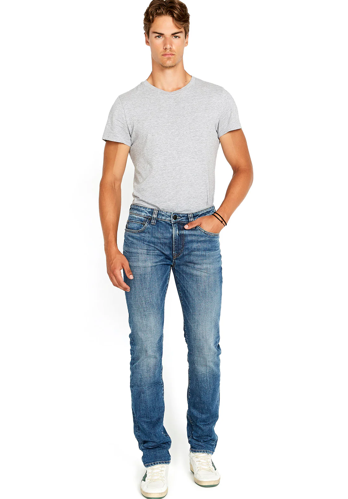 Straight Six Men's Jeans in Sanded Blue - BM22607 - Image 4