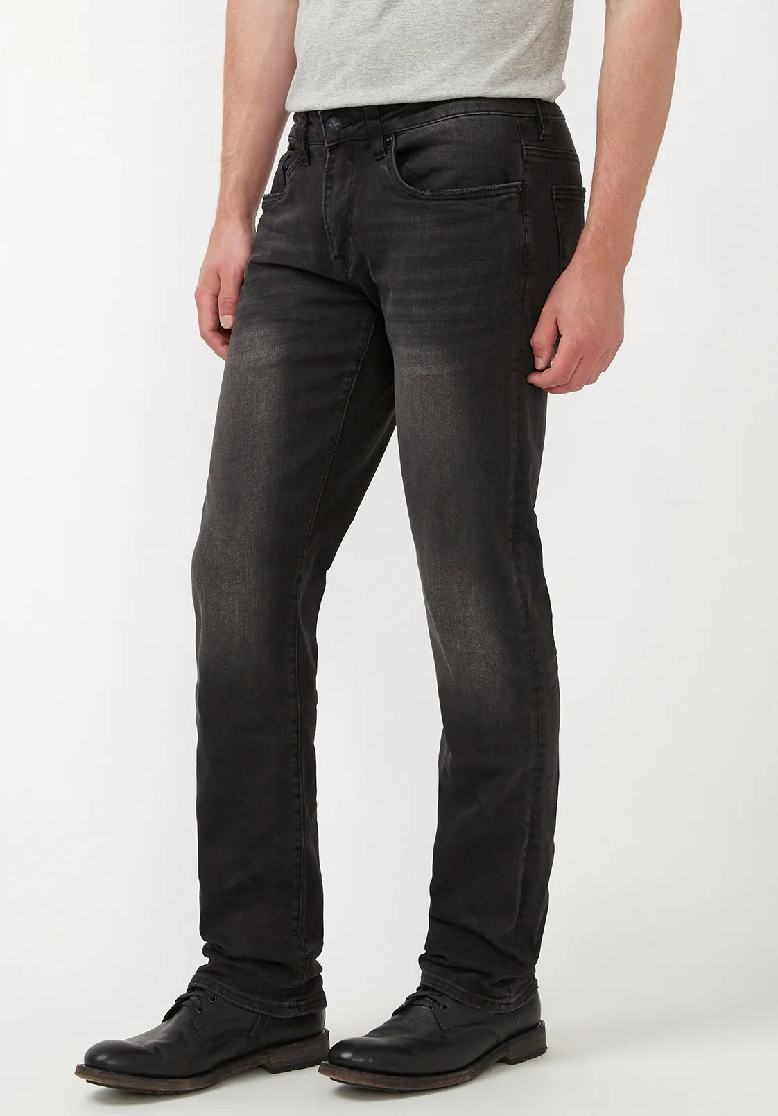 Straight Six Men's Jeans in Crinkled and Sanded Black - BM22614 - Image 3