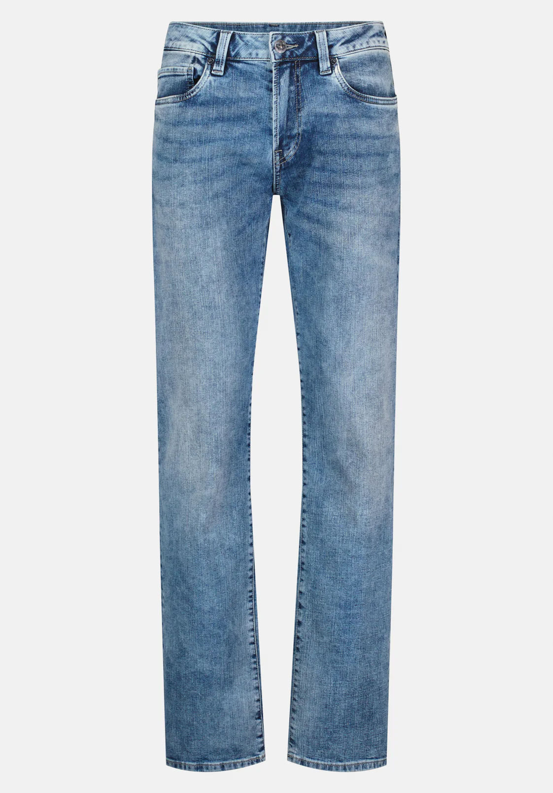 Straight Six Men's Jeans in Whiskered and Contrasted Blue - BM22634 - Image 5