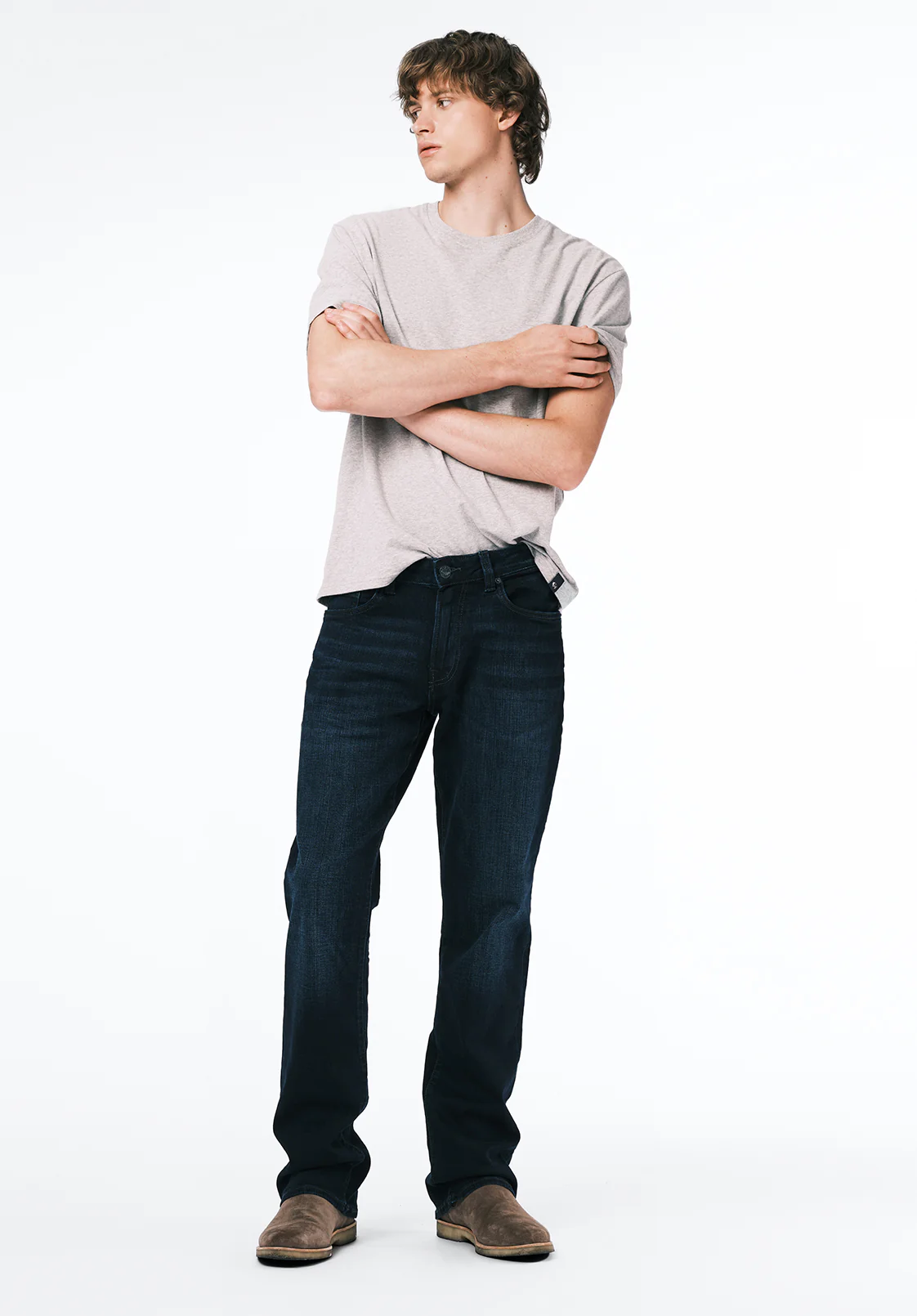 Slim Boot King Men's Jeans in Whiskered and Sanded Dark Blue - BM22675 - Image 4