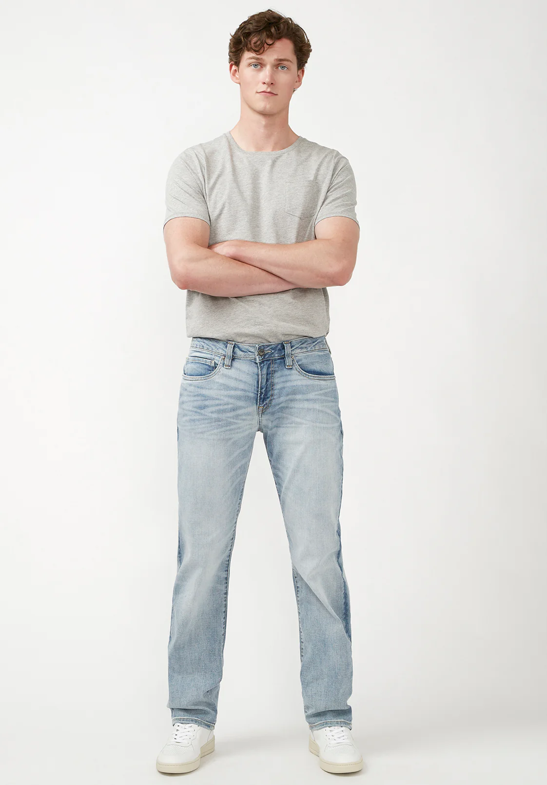 Straight Six Men's Jeans in Crinkled Light Blue - BM22762 - Image 4